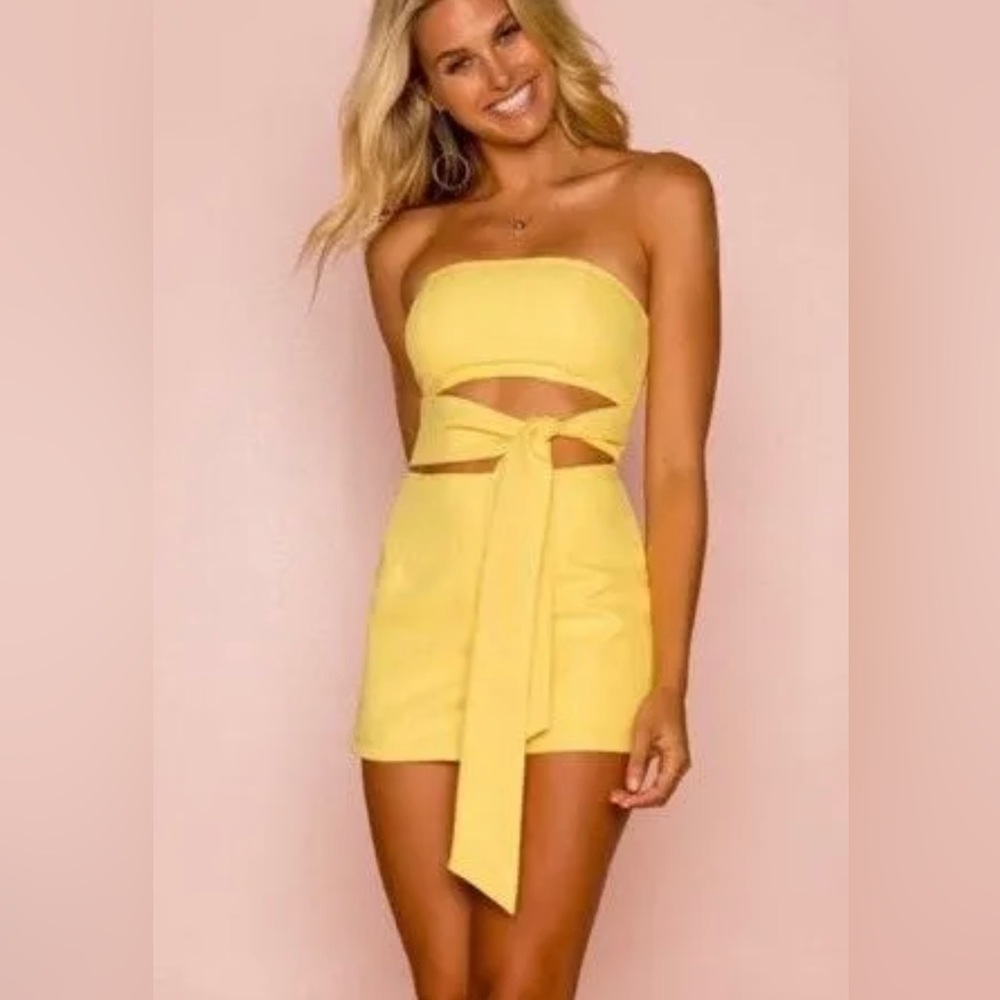 COPY - Roser Yellow Waist Wrap Romper